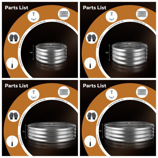 火炉配件拼图 Round Galvanized Fire Pit Ring, Silver