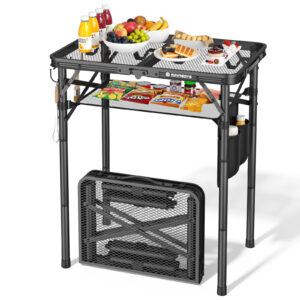 Folding Grill Table for Outside, 3 Height Adjustable