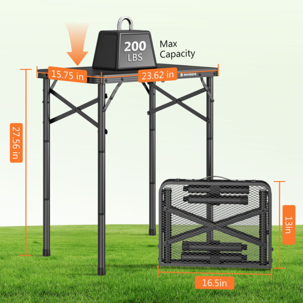 Folding Grill Table for Outside, 3 Height Adjustable