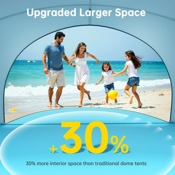 Beach Tent, with UPF50+ UV Protection, 4 Persons, Light Blue