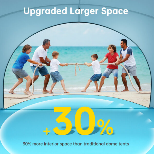 Beach Tent, with UPF50+ UV Protection, 6 Persons, Light Blue