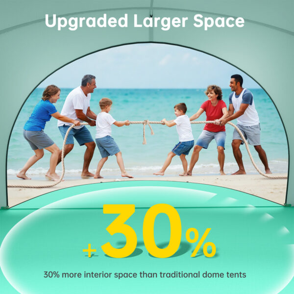 Beach Tent, with UPF50+ UV Protection, 6 Persons, Mint Green
