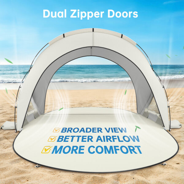 Beach Tent, with UPF50+ UV Protection, 3 Persons, Beige