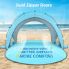 Beach Tent, with UPF50+ UV Protection, 4 Persons, Light Blue