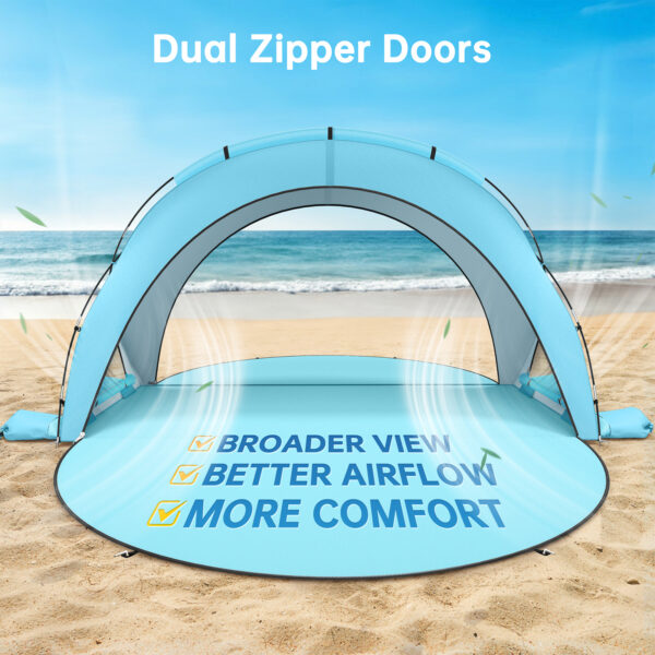 Beach Tent, with UPF50+ UV Protection, 6 Persons, Light Blue