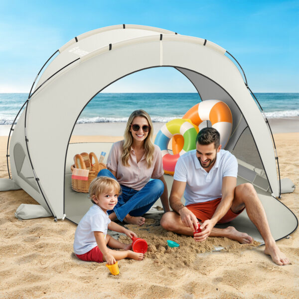 Beach Tent, with UPF50+ UV Protection, 3 Persons, Beige