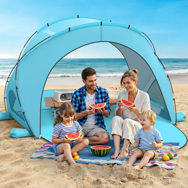 Beach Tent, with UPF50+ UV Protection, 4 Persons, Light Blue