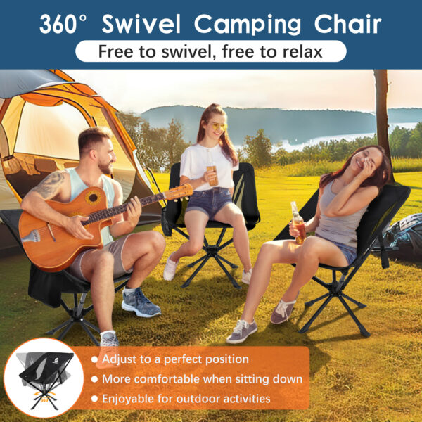 Raynesys 1 Pack Portable Camping Chair, Flexible 360° Rotation, Easy Carry, 8 Seconds Quick Setup Folding Camping Chair, 3.8Lb Lightweight Folding Chairs for Hiking, Beach, Sporting, Travel