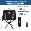 Raynesys 1 Pack Portable Camping Chair, Flexible 360° Rotation, Easy Carry, 8 Seconds Quick Setup Folding Camping Chair, 3.8Lb Lightweight Folding Chairs for Hiking, Beach, Sporting, Travel