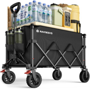 Wagons Carts Foldable, 150L Heavy Duty Foldable Wagon, Black