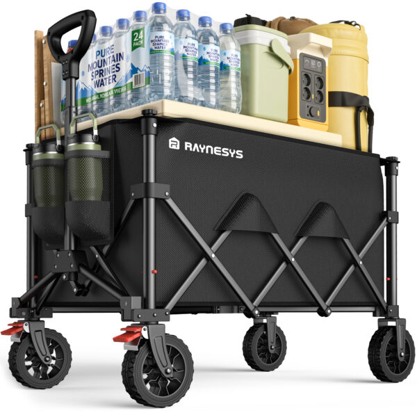 Wagons Carts Foldable, 150L Heavy Duty Foldable Wagon, Black