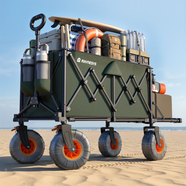 Beach Wagon with Big Wheels for Sand, 200L, Army Green