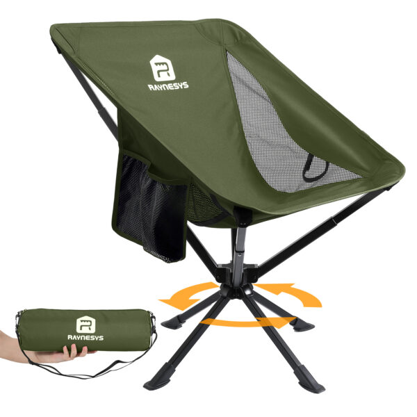 Raynesys 1 Pack Portable Camping Chair, 3.8Lb Lightweight Folding Chairs, Army Green