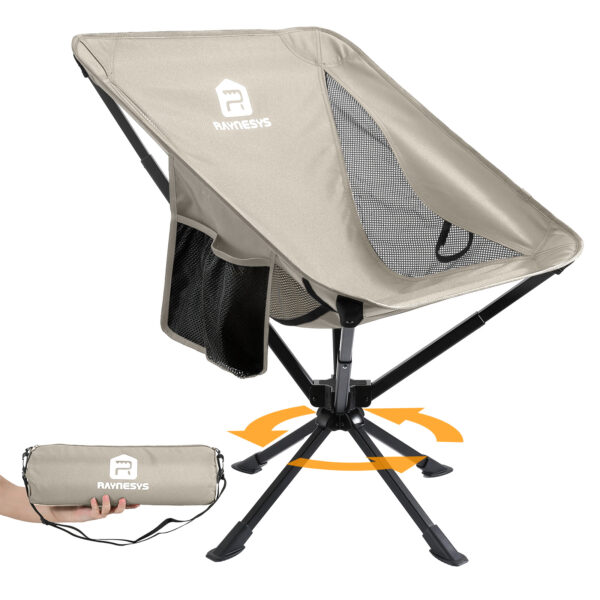 Raynesys 1 Pack Portable Camping Chair, 3.8Lb Lightweight Folding Chairs, Khaki