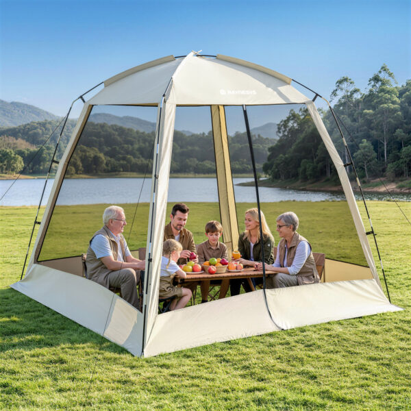 8 × 8ft Camping Screen Tent, 6-8 People, Beige