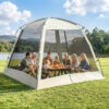 12 × 12ft Camping Screen Tent, 8-10 People, Beige