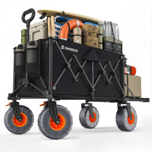 Beach Wagon with Big Wheels for Sand, 200L, Black