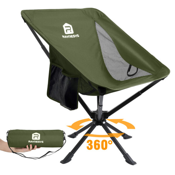 Raynesys 1 Pack Portable Camping Chair, 3.8Lb Lightweight Folding Chairs, Army Green