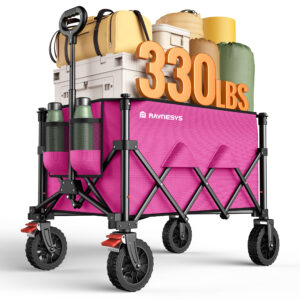 Wagons Carts Foldable, 180L Heavy Duty Foldable Wagon, Pink
