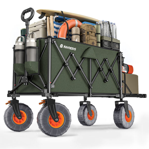 Beach Wagon with Big Wheels for Sand, 200L, Army Green