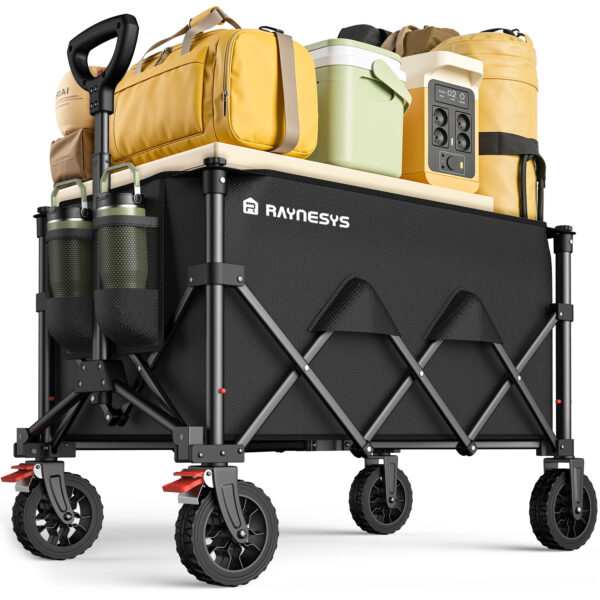 Wagons Carts Foldable, 150L Heavy Duty Foldable Wagon, Black