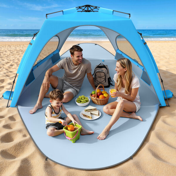 Beach Tent, UPF 30+ UV Protection, 4 Persons, Sky Blue