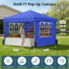 10x10ft 10 Person Party Tent, Pop Up Canopy Tent with Sidewalls, Blue