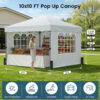 10x10ft 10 Person Party Tent, Pop Up Canopy Tent with Sidewalls, White