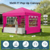 10x10ft 10 Person Party Tent, Pop Up Canopy Tent with Sidewalls, Pink