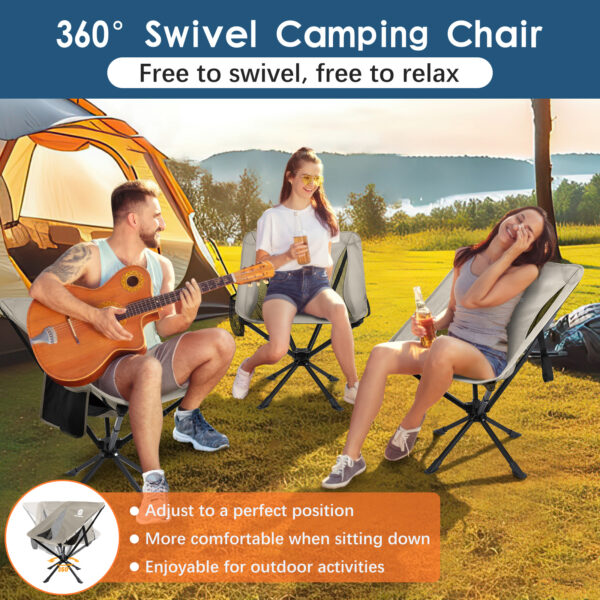Raynesys 2 Pack Portable Camping Chair, 3.8Lb Lightweight Folding Chairs, Khaki