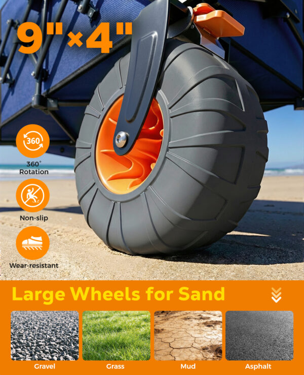 Beach Wagon with Big Wheels, 200 L & 440 LBS, Blue