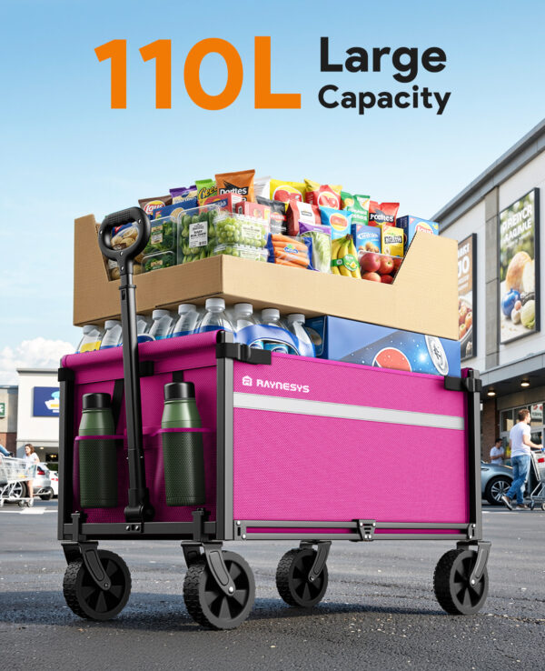 3 Wagons Carts Foldable, 220 LBS & 330 LBS, Pink