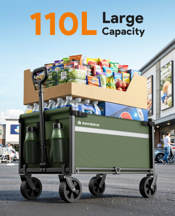 Wagons Carts Foldable, 110L & 220 LBS, Army Green