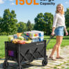 Wagons Carts Foldable, 150L Heavy Duty Foldable Wagon, Black