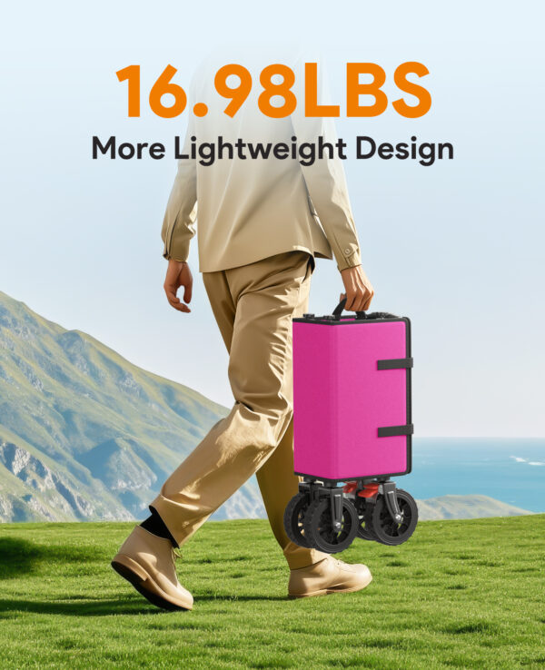 Wagons Carts Foldable, 180L Heavy Duty Foldable Wagon, Pink