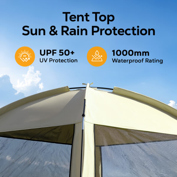 8 × 8ft Camping Screen Tent, 6-8 People, Beige