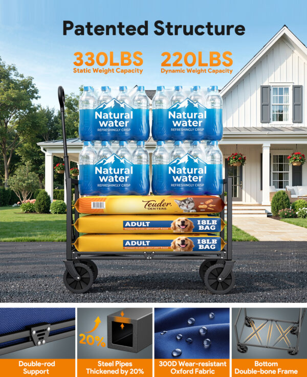 Wagons Carts Foldable, 220 LBS & 330 LBS, Blue