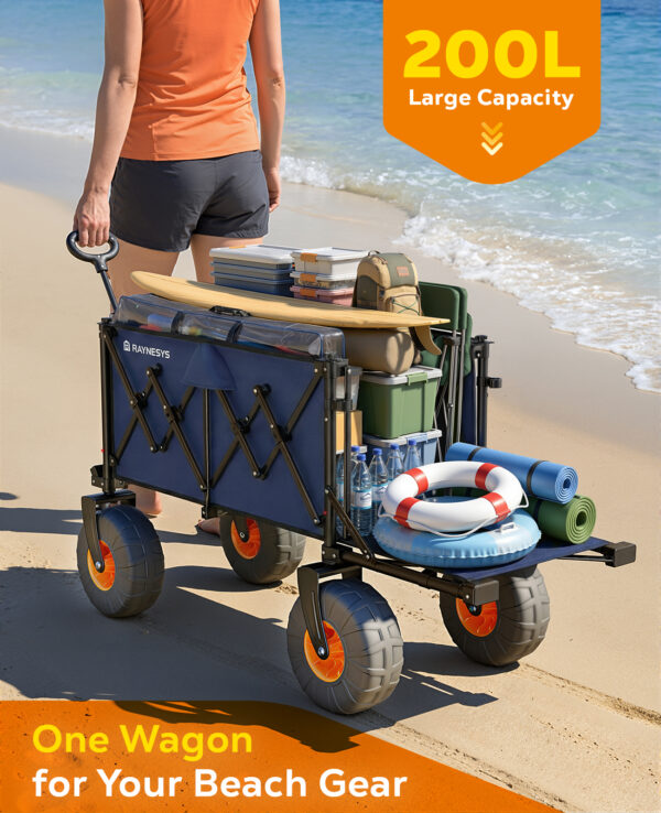 Beach Wagon with Big Wheels, 200 L & 440 LBS, Blue
