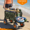Beach Wagon with Big Wheels for Sand, 200L, Army Green