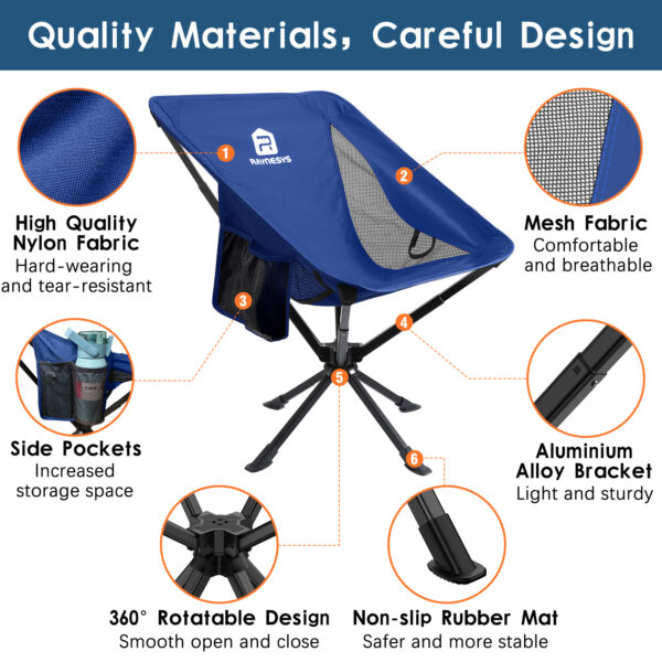 Raynesys 1 Pack Portable Camping Chair, 3.8Lb Lightweight Folding Chairs, Blue