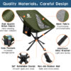 Raynesys 2 Pack Portable Camping Chair, 3.8Lb Lightweight Folding Chairs, Army Green