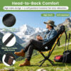 Raynesys 360° Rotation Camping Chair, Cup Holder & Storage Pocket, Portable Camping Chair, 1 Pack, Black