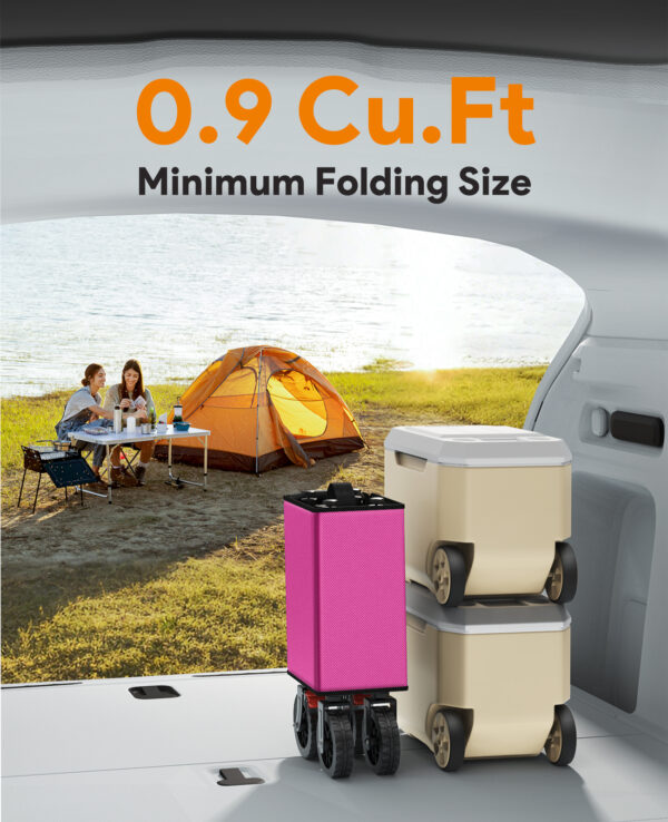 Wagons Carts Foldable, 180L Heavy Duty Foldable Wagon, Pink