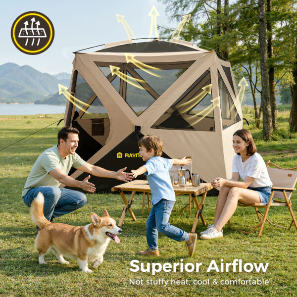 Camping Tent, with Rainfly & Carry Bag, Black & Khaki