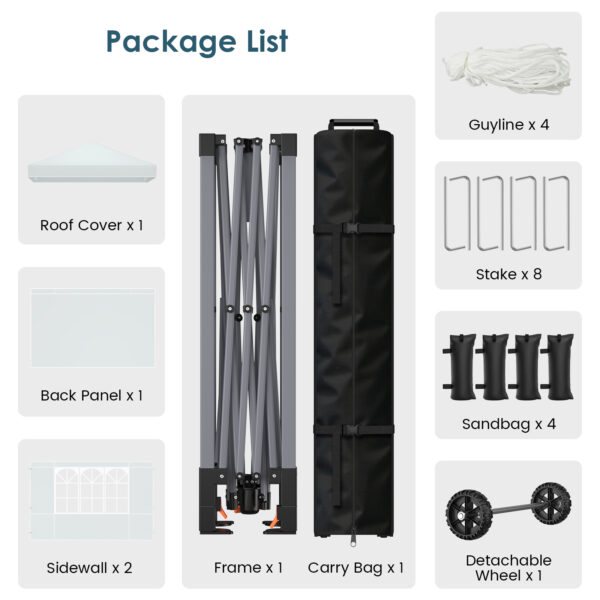 10x10ft 10 Person Party Tent, Pop Up Canopy Tent with Sidewalls, White