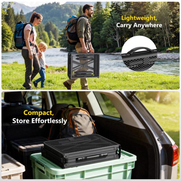 Folding Grill Table for Outside , 3 Height Adjustable, Large, Black