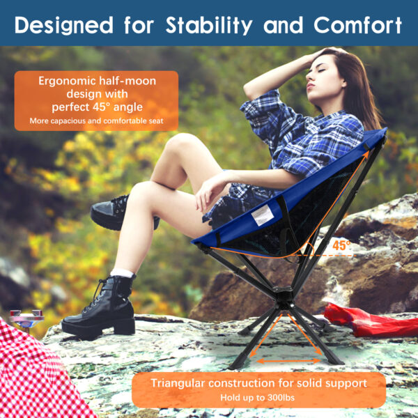 Raynesys 2 Pack Portable Camping Chair, 3.8Lb Lightweight Folding Chairs, Blue