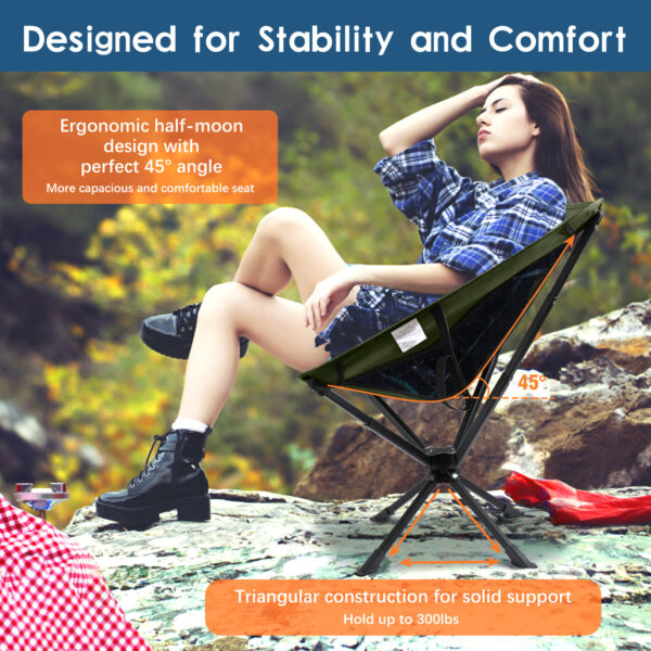 Raynesys 2 Pack Portable Camping Chair, 3.8Lb Lightweight Folding Chairs, Army Green