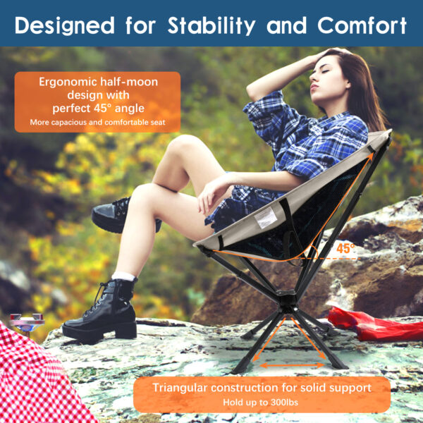 Raynesys 2 Pack Portable Camping Chair, 3.8Lb Lightweight Folding Chairs, Khaki