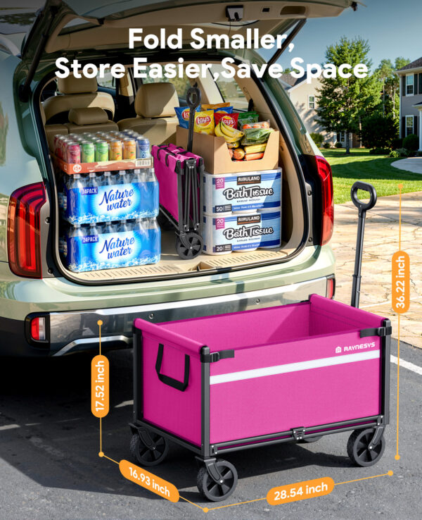 7 Wagons Carts Foldable, 220 LBS & 330 LBS, Pink